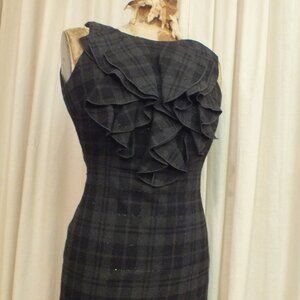 Black and Grey Tweed Dress  Slight Sheer Couture Couture L.A. Made in Italy